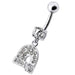 Silver Fancy  Horseshoe Dangling Belly Ring - Monster Piercing