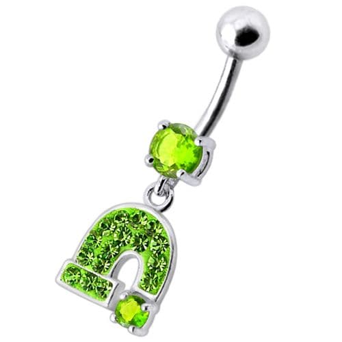 Silver Fancy  Horseshoe Dangling Belly Ring - Monster Piercing