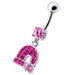 Silver Fancy  Horseshoe Dangling Belly Ring - Monster Piercing