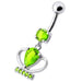 Silver Fancy Jeweled Cup Dangling Bar Belly Ring - Monster Piercing