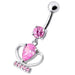 Silver Fancy Jeweled Cup Dangling Bar Belly Ring - Monster Piercing