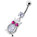 Jeweled Owl Dangling Navel Bar - Monster Piercing