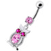 Jeweled Owl Dangling Navel Bar - Monster Piercing