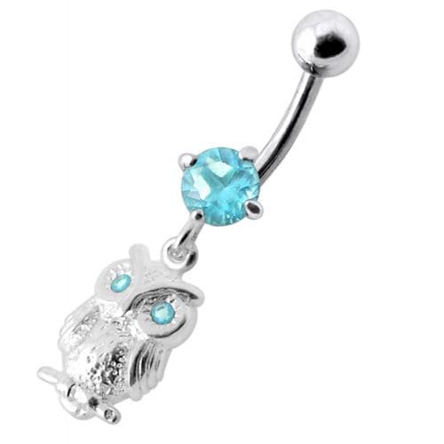 Jeweled Owl Navel Ring - Monster Piercing