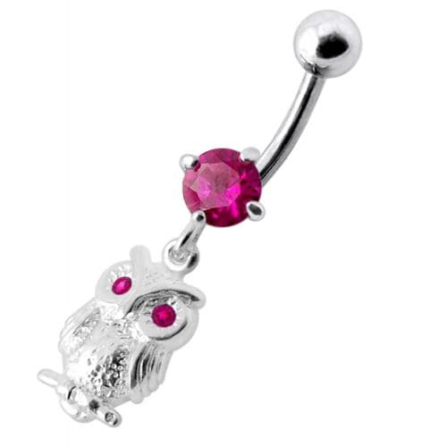 Jeweled Owl Navel Ring - Monster Piercing