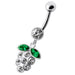 Silver Fancy Jeweled Grape Dangling Curved Belly Ring - Monster Piercing