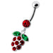 Silver Fancy Jeweled Grape Dangling Curved Belly Ring - Monster Piercing