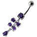 Fancy Silver  Studded Jeweled Dangling SS Belly Ring - Monster Piercing