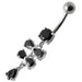 Fancy Silver  Studded Jeweled Dangling SS Belly Ring - Monster Piercing