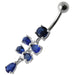 Fancy Silver  Studded Jeweled Dangling SS Belly Ring - Monster Piercing