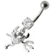 Jeweled Devil heart Dangling Belly Ring - Monster Piercing