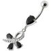 Silver  Pear Jeweled Dangling SS Belly Ring Body Jewelry - Monster Piercing