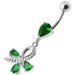 Silver  Pear Jeweled Dangling SS Belly Ring Body Jewelry - Monster Piercing