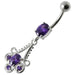 Fancy  Stone Jeweled Dangling  Bar Belly Ring - Monster Piercing