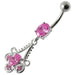 Fancy  Stone Jeweled Dangling  Bar Belly Ring - Monster Piercing