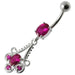 Fancy  Stone Jeweled Dangling  Bar Belly Ring - Monster Piercing