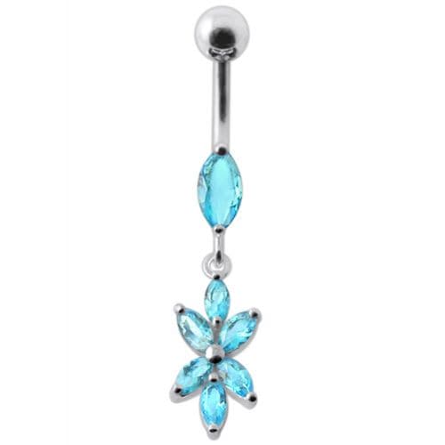 Fancy Flower Dangling Navel Ring Body Jewelry - Monster Piercing