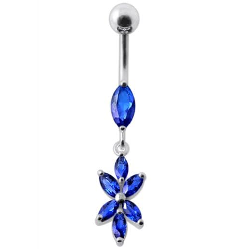 Fancy Flower Dangling Navel Ring Body Jewelry - Monster Piercing