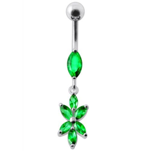 Fancy Flower Dangling Navel Ring Body Jewelry - Monster Piercing