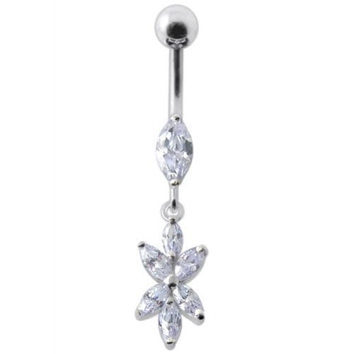 Fancy Flower Dangling Navel Ring Body Jewelry - Monster Piercing