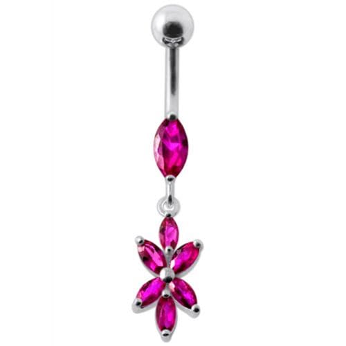 Fancy Flower Dangling Navel Ring Body Jewelry - Monster Piercing