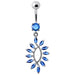 Silver Jewelled Dangling SS Curved Bar Belly Ring Body Jewelry - Monster Piercing