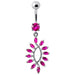 Silver Jewelled Dangling SS Curved Bar Belly Ring Body Jewelry - Monster Piercing