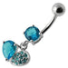 Fancy Design Jeweled Dangling SS Bar Belly Button Ring - Monster Piercing