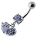 Fancy Design Jeweled Dangling SS Bar Belly Button Ring - Monster Piercing