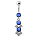 Fancy Jeweled Dangling SS Bar Belly Ring - Monster Piercing