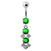 Fancy Jeweled Dangling SS Bar Belly Ring - Monster Piercing