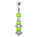 Fancy Jeweled Dangling SS Bar Belly Ring - Monster Piercing