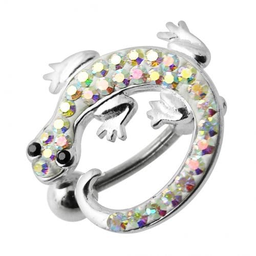 Fancy Jeweled Colorful Lizard Dangling Navel Ring - Monster Piercing