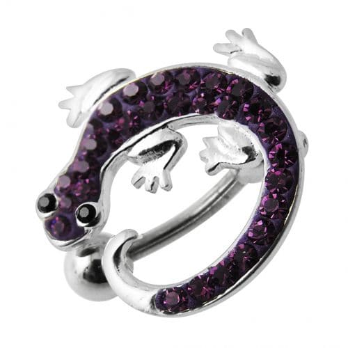 Fancy Jeweled Colorful Lizard Dangling Navel Ring - Monster Piercing