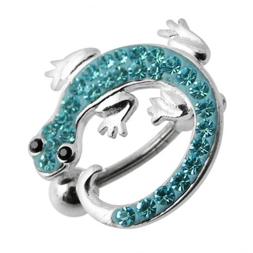 Fancy Jeweled Colorful Lizard Dangling Navel Ring - Monster Piercing