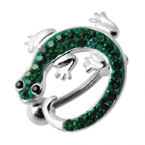 Fancy Jeweled Colorful Lizard Dangling Navel Ring - Monster Piercing