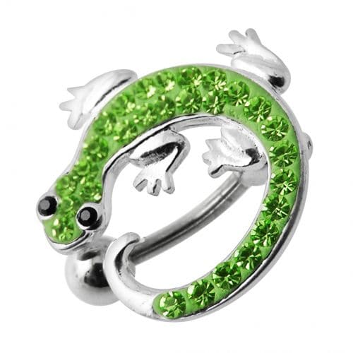 Fancy Jeweled Colorful Lizard Dangling Navel Ring - Monster Piercing