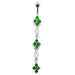 Fancy Jeweled Dangling SS Bar Navel Ring Body Jewelry - Monster Piercing