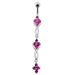 Fancy Jeweled Dangling SS Bar Navel Ring Body Jewelry - Monster Piercing