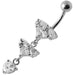 Silver Fancy Studded Jeweled Dangling Belly Ring - Monster Piercing