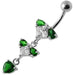 Silver Fancy Studded Jeweled Dangling Belly Ring - Monster Piercing