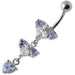 Silver Fancy Studded Jeweled Dangling Belly Ring - Monster Piercing