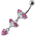 Silver Fancy Studded Jeweled Dangling Belly Ring - Monster Piercing