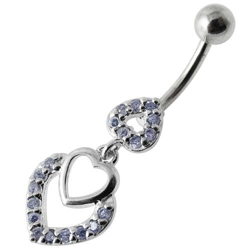 Fancy Jeweled Multi Heart Dangling Navel Ring - Monster Piercing