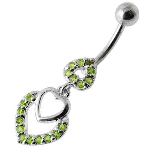 Fancy Jeweled Multi Heart Dangling Navel Ring - Monster Piercing