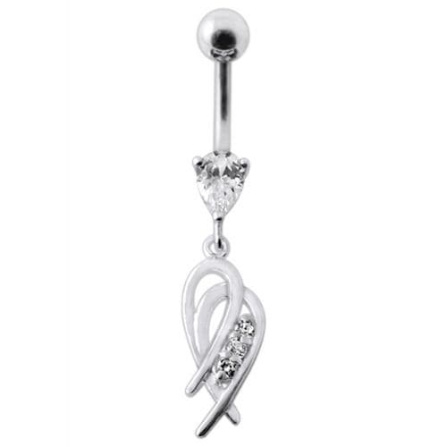 Fancy  Heart Design Dangling Navel Ring - Monster Piercing