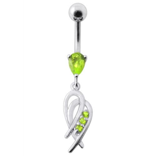 Fancy  Heart Design Dangling Navel Ring - Monster Piercing