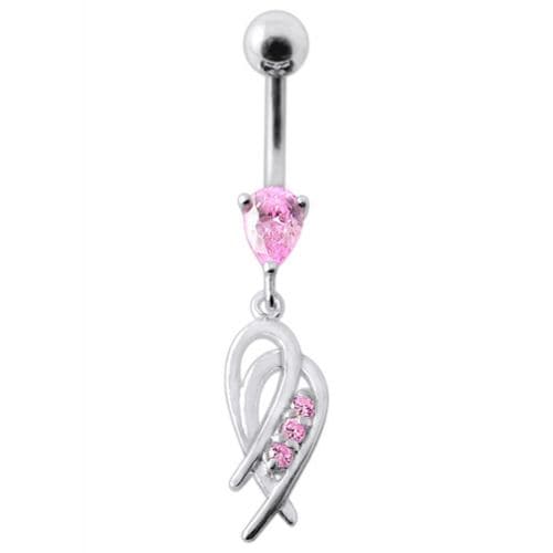 Fancy  Heart Design Dangling Navel Ring - Monster Piercing