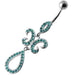 Fancy Studded Jeweled Dangling SS Bar Belly Ring - Monster Piercing