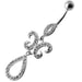 Fancy Studded Jeweled Dangling SS Bar Belly Ring - Monster Piercing